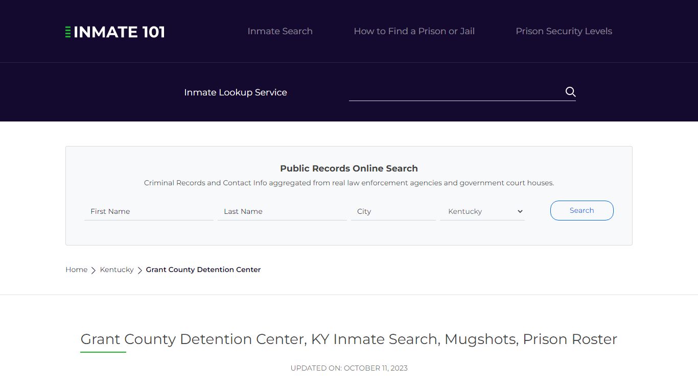 Grant County Detention Center, KY Inmate Search, Mugshots, Prison ...
